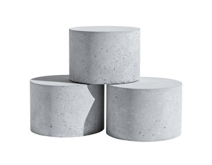  Stacked Concrete Cylinders in Balanced Formation, 3D Perspective, Isolated