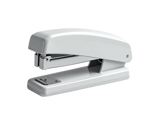 A white stapler rests against a black background, showcasing its office tool design