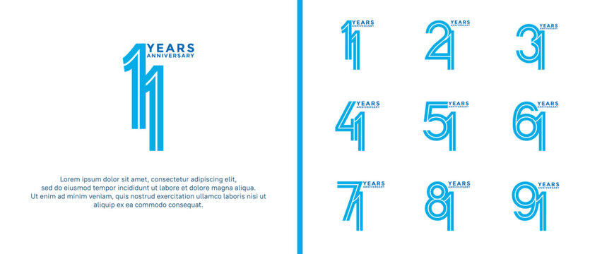 anniversary vector logo set, blue color can be use for celebration - Powered by Adobe