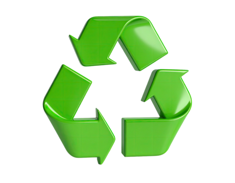 Three green arrows forming a triangle, signifying environmental consciousness