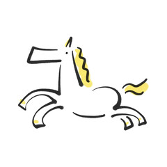 墨絵の走る白馬の和モダンイラスト　2026 正月素材