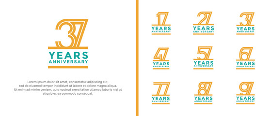 anniversary vector logo set, orange and green color can be use for celebration