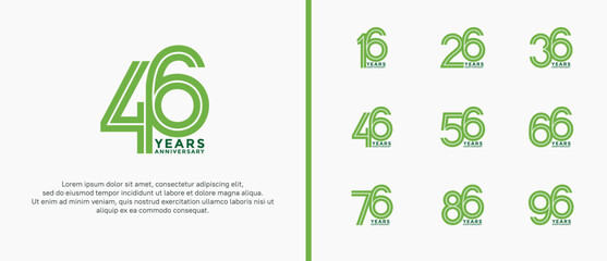 anniversary vector logo set, green color can be use for celebration