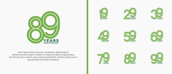 anniversary vector logo set, green color can be use for celebration