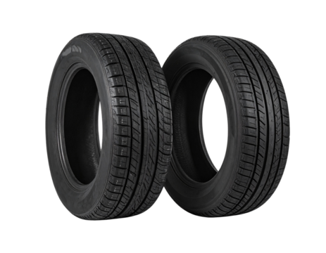 Vehicle Tires Set – Clean Rubber and Muddy Versions, isolated on transparent background