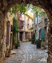 Charming Old Town Street in Provence &ndash; AI Generative
