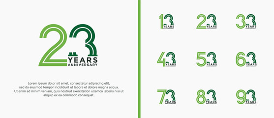 anniversary vector logo set, green and black color can be use for celebration
