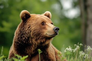 Obraz premium Brown Bear in a Forest Looking to the Right Side