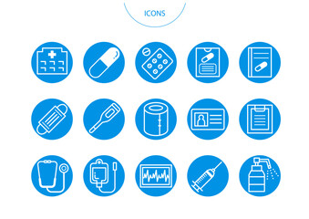 医療 病院　アイコン ピクトグラム　ベクター イラスト　セット