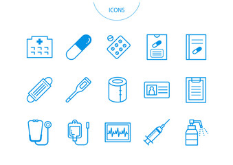医療 病院　アイコン ピクトグラム　ベクター イラスト　セット