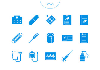 医療 病院　アイコン ピクトグラム　ベクター イラスト　セット