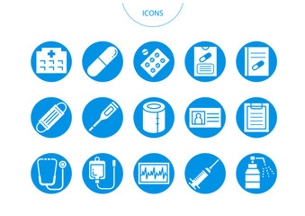 医療 病院　アイコン ピクトグラム　ベクター イラスト　セット