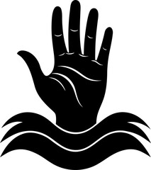 Obraz premium Hand wave silhouette vector black , white background 