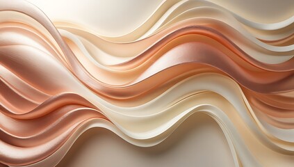 Obraz premium Elegant Rose Gold and Champagne Gradient Waves with Silk-Like Glow and Ethereal Soft Ivory Light