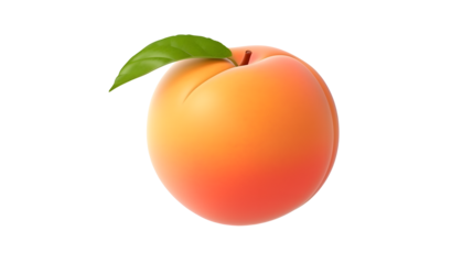A single peach with a leaf on a transparent background