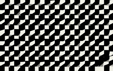 Obraz premium A geometric black and white pattern of repeating, partially overlapping squares