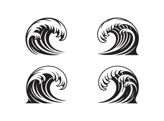 Obraz premium Stylized Ocean Wave Crests in Black and White