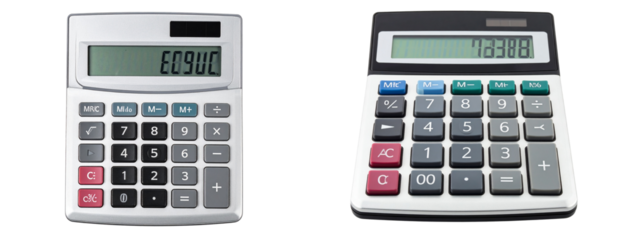 Set of Classic Calculator with Digital Number Display