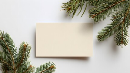 Isolated White Photo Mockup of Christmas Greeting Card: