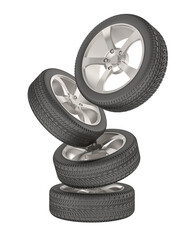 Car tire on white background. Isolated 3D illustration