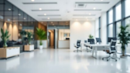 Abstract blurred modern office space with clean lines, suggesting a professional workspace.