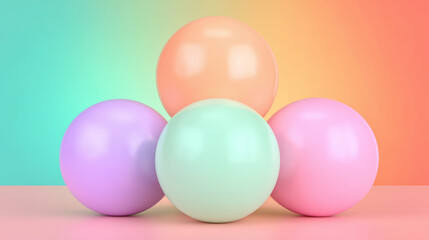 Pastel color spheres minimal 3D background