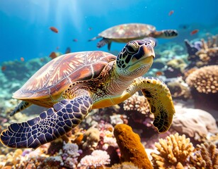Fototapeta premium Sea turtles underwater