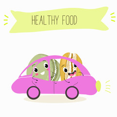  Macarons funny characters, hand drawn vector illustration.