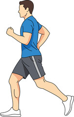 Vector art of man running in blue tshirt and shorts