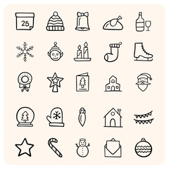 Large Set of Hand-Drawn Doodle Christmas and Winter Holiday Icons