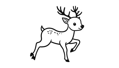 Simple black line drawing of a cartoon deer running