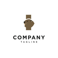 Letter I Beaver Logo Icon Vector