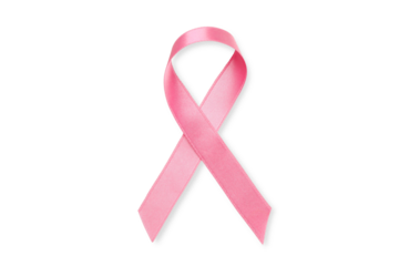 Pink ribbon for breast cancer awareness, isolated, PNG