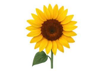 Fototapeta premium Sunflower with yellow petals and green leaf