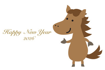 かわいい馬のキャラクターの年賀状
