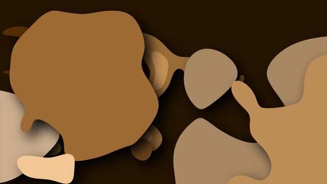 2D animated swirling blobs and circles on a dark background with dynamic twisting abstract motion graphics painting style splotches and squiggles moving hypnotic visual effects colour brown beige