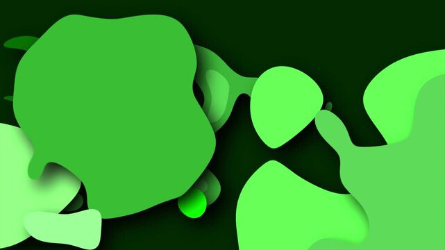 2D animated swirling blobs and circles on a dark background with dynamic twisting abstract motion graphics painting style splotches and squiggles moving hypnotic visual effects colour lime green