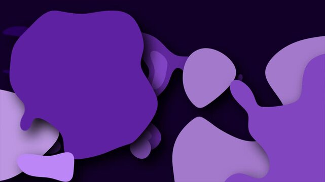 2D animated swirling blobs and circles on a dark background with dynamic twisting abstract motion graphics painting style splotches and squiggles moving hypnotic visual effects colour royal purple