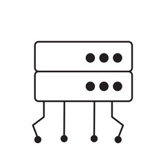 Server and Data Center Line Art Vector Icon - Simple Outline Network