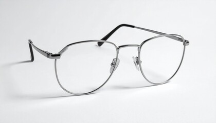 Describe a pair of rectangular metallic eyeglasses with rounded edges, thin bridge, black temple tips, and adjustable nose pads. Highlight their minimalist design and optical or fashion relevance.