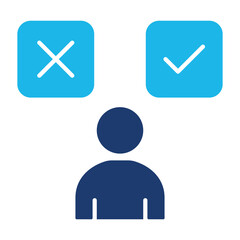 Decision Icon In Blue Monochrome Flat Design, Vector Illustration