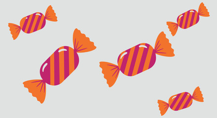 Colorful Striped Candy Flat Illustration
