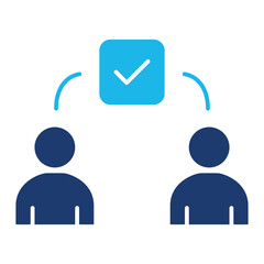 Conflict Resolution Icon In Blue Monochrome Flat Design, Vector Illustration