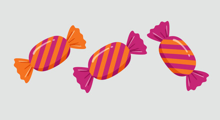 Colorful Striped Candy Flat Illustration