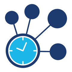 Time Management Icon In Blue Monochrome Flat Design, Vector Illustration
