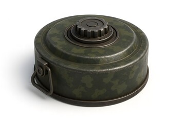 3D Render of Military Land Mine on White Background &ndash; Modern Defense Equipment Concept