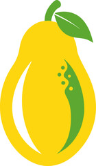 yellow  Papaya silhouette vector icon , white background 