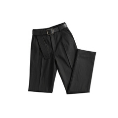  Trendy Black Tapered Trousers with Belt — Minimalist Modern Clothing for Smart or Casual Style