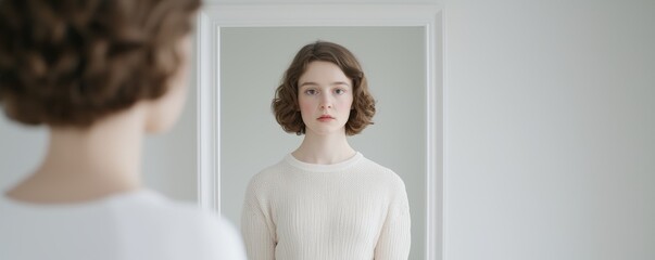 Introspective scene confronting chronic instability in a minimalist room