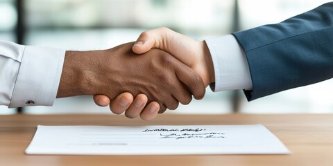 Signing a property loan agreement document for investment collateral at business office view